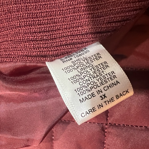 Love Tree Quilted Padded Burgundy Brown Piping Vest w/ Gold Hardware 3X - Picture 6 of 8